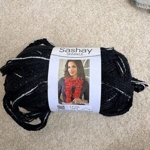Red Heart Boutique Sashay Sparkle Metallic Black Noir 3.5 oz 100 G Yarn